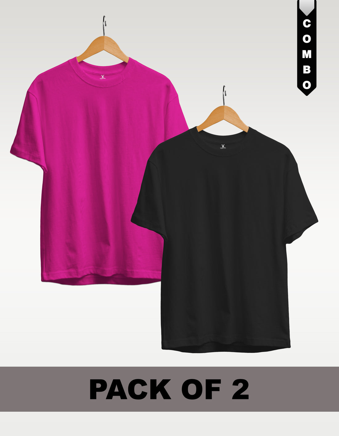 Regular T-Shirt Combo Pack of 2 - Fuchsia(Dark Pink) & Baby Pink