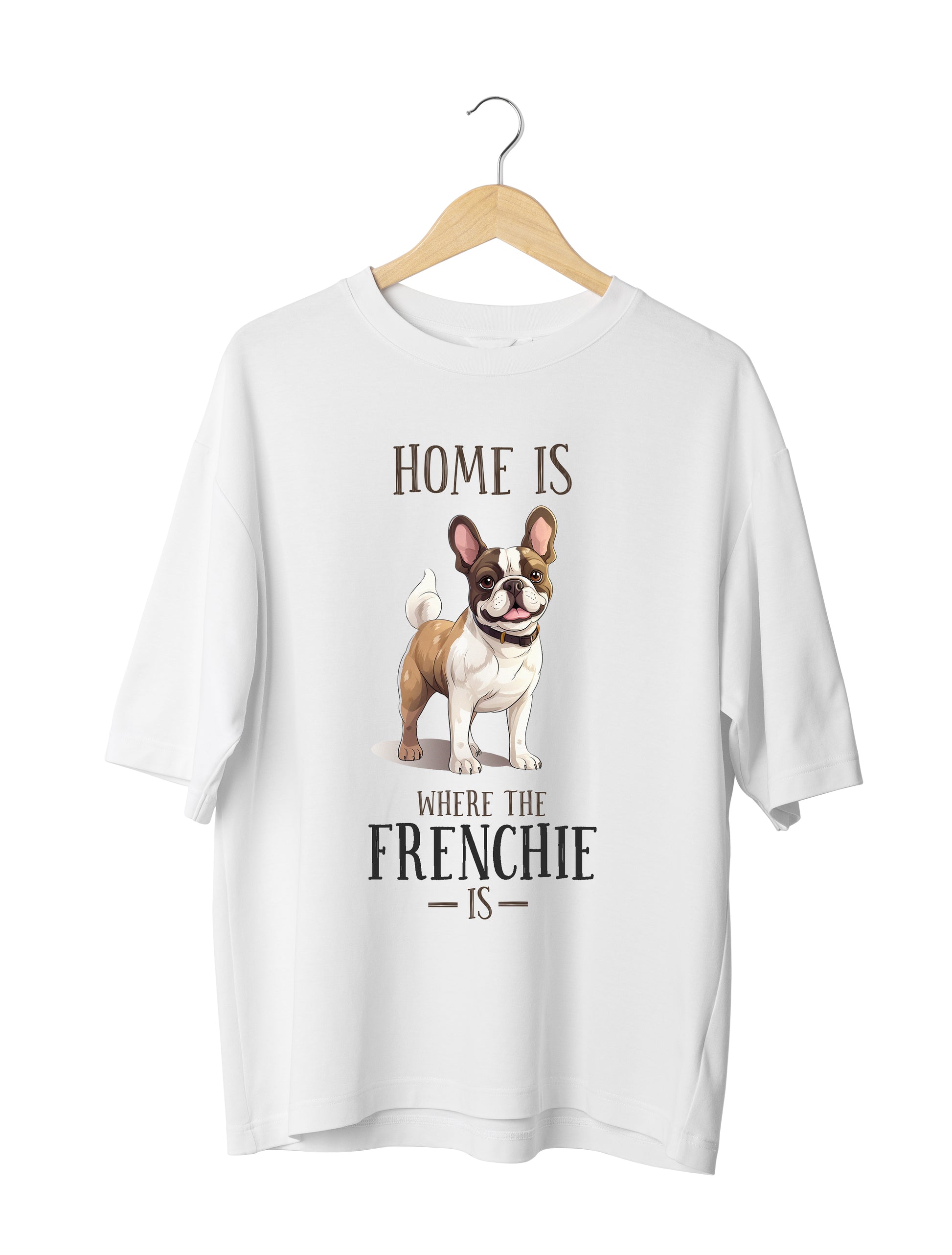 Frenchie Dog Lover : Unisex Black Oversized Half Sleeved T-shirt