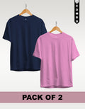 Regular T-Shirt Combo Pack of 2 - Navy Blue & Baby Pink