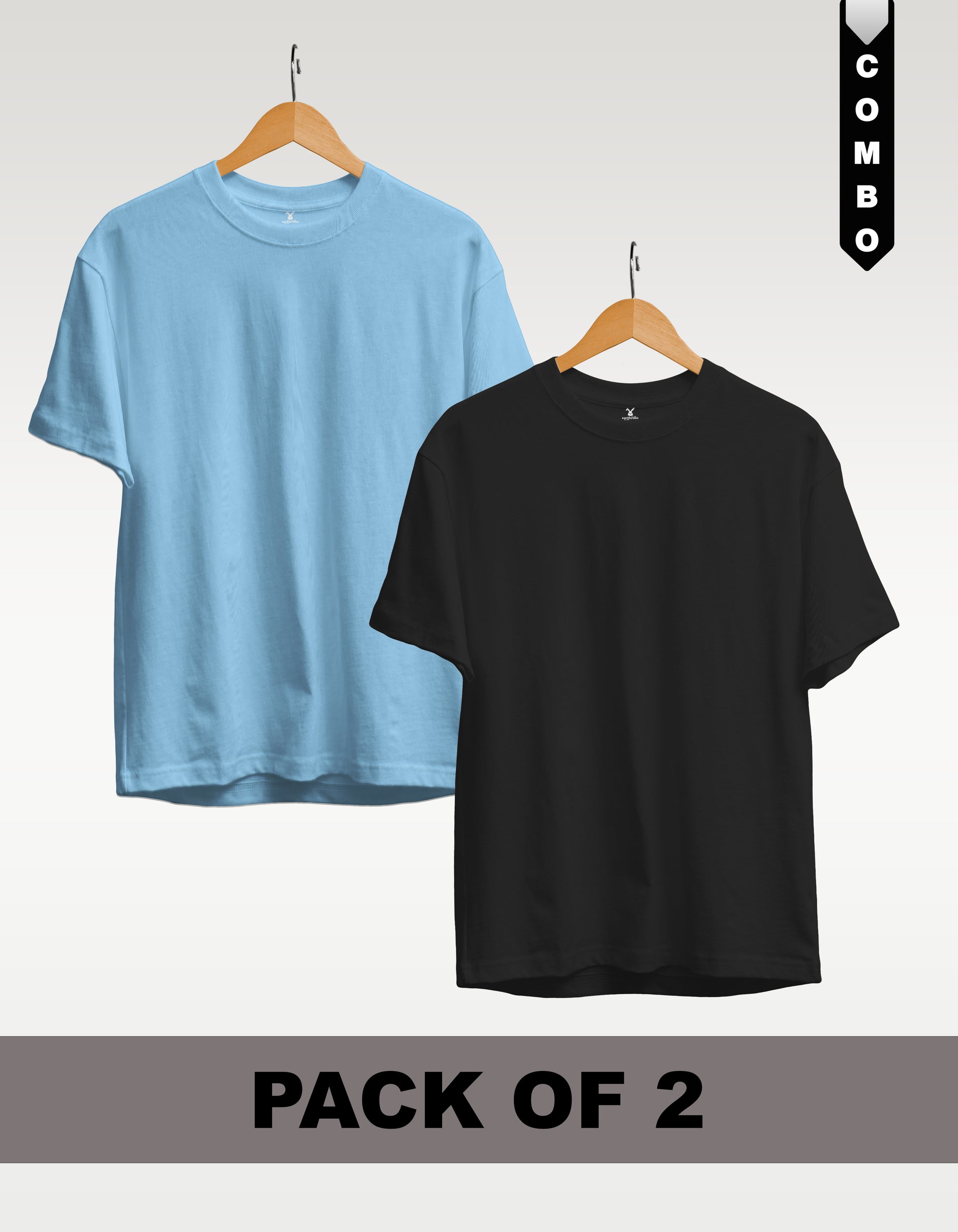 Regular T-Shirt Combo Pack of 2 - Sky Blue