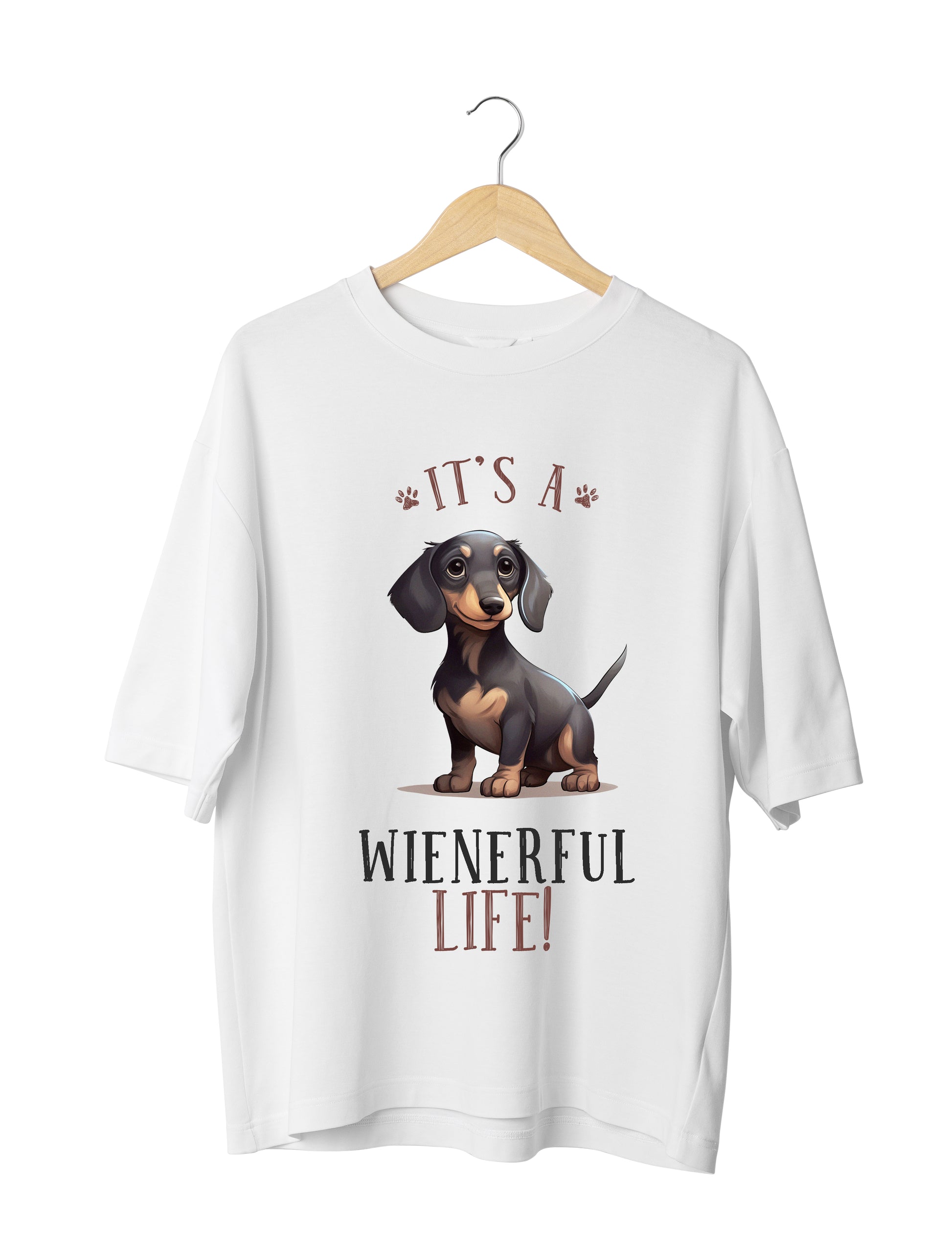 Wiener Dog Lover : Unisex Black Oversized Half Sleeved T-shirt