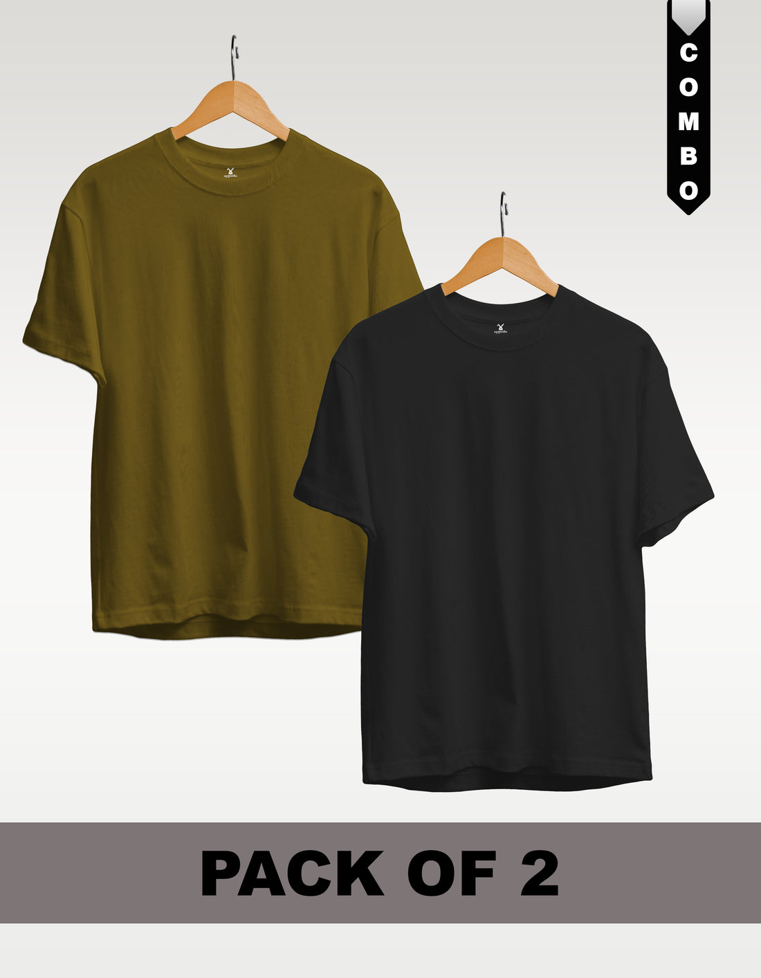 Regular T-Shirt Combo Pack of 2 - Olive Green & Red