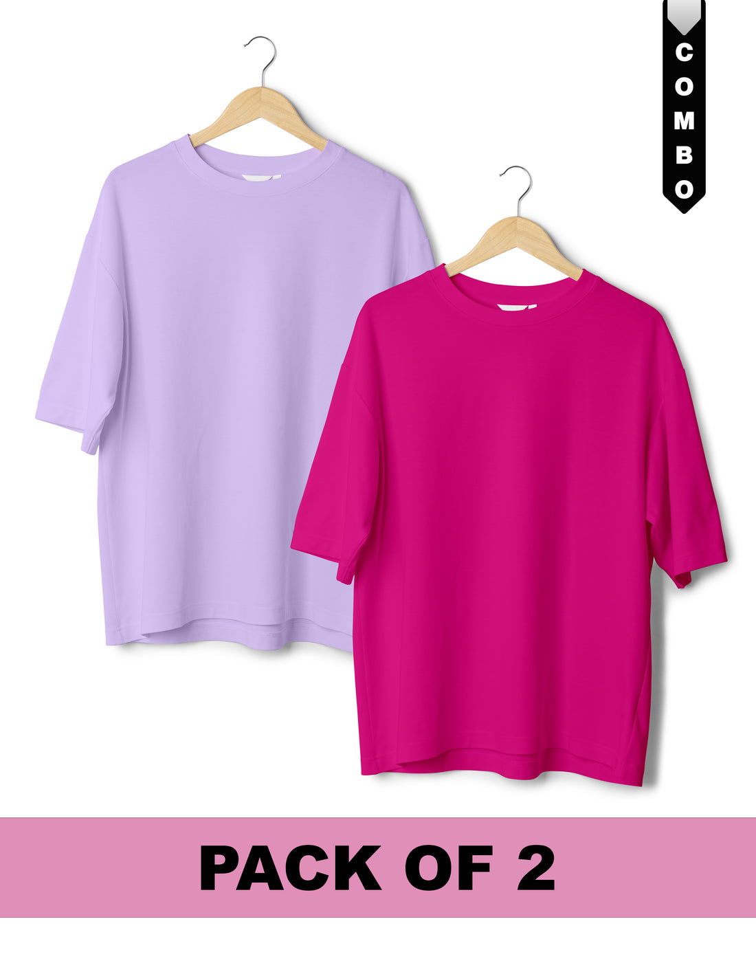 Oversized T-Shirt Combo Pack of 2 - Lavender & Sage Green