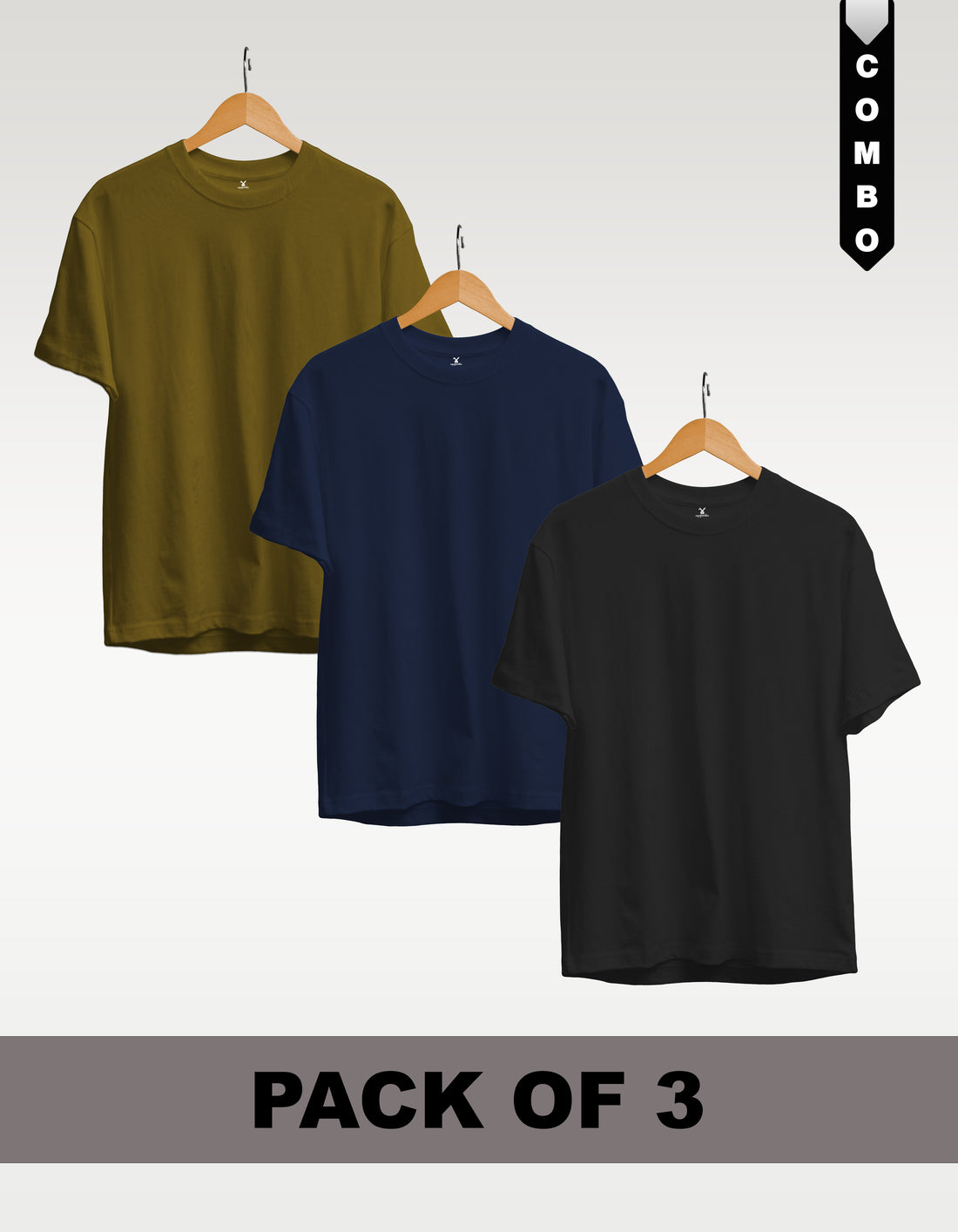 Regular T-Shirt Combo Pack of 3 -Olive Green|Red|Yellow