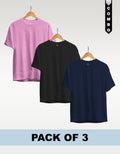 Regular T-Shirt Combo Pack of 3 - Baby Pink | Black |Navy Blue