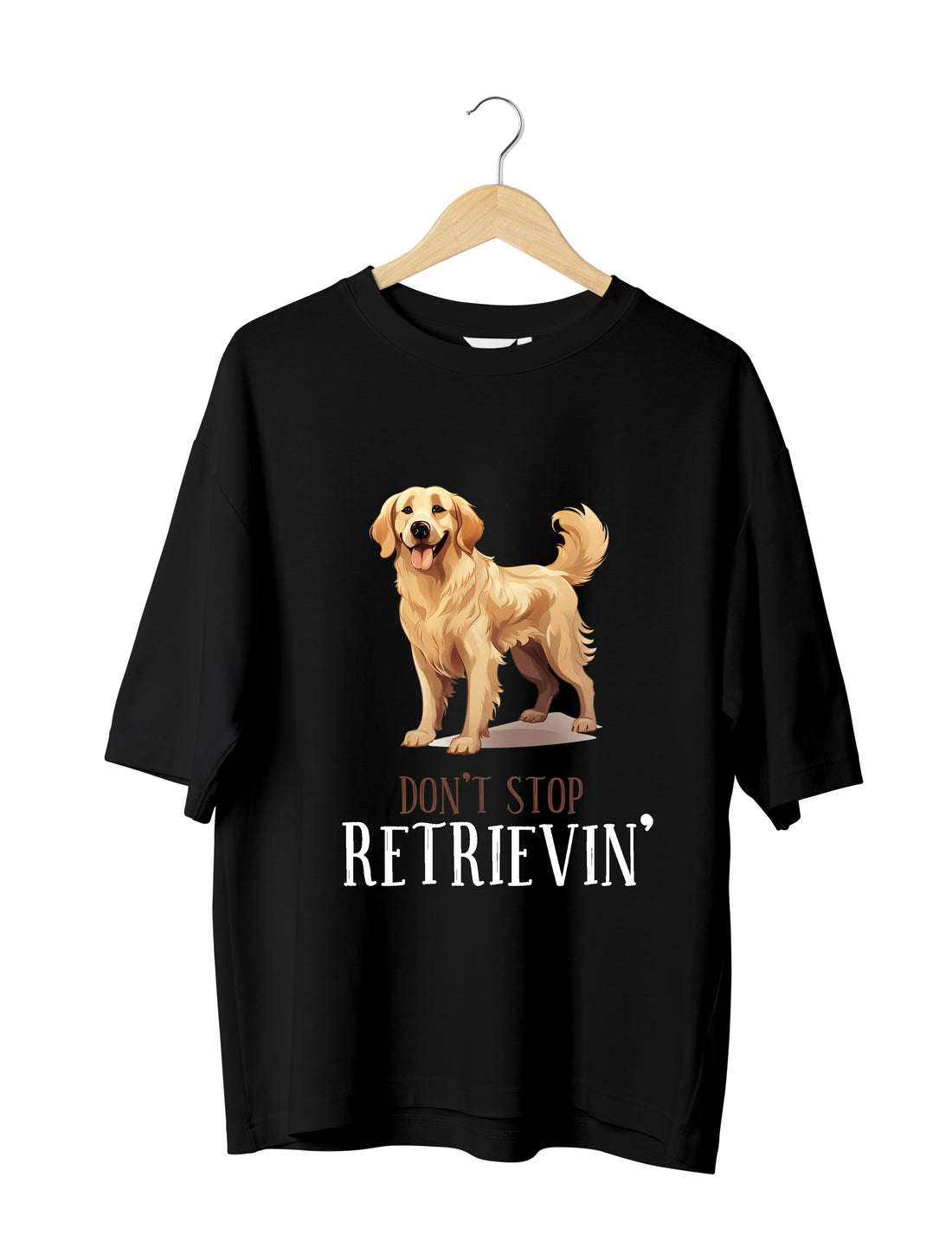 Labrador Retriever Dog Lover : Unisex Black Oversized Half Sleeved T-shirt