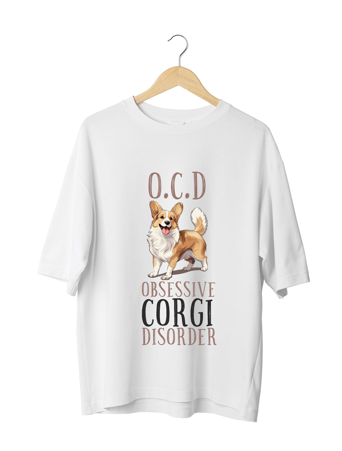 Corgi Dog Lover : Unisex Black Oversized Half Sleeved T-shirt