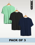 Regular T-Shirt Combo Pack of 3 - Mint Green|Black|Navy Blue