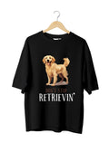 Golden Retriever Dog Lover : Unisex Black Oversized Half Sleeved T-shirt