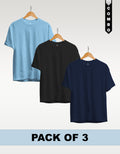 Regular T-Shirt Combo Pack of 3 -Sky Blue|Black|Navy Blue