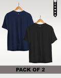 Regular T-Shirt Combo Pack of 2 - Navy Blue & Black