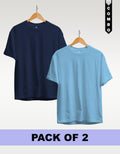 Regular T-Shirt Combo Pack of 2 - Navy Blue & Sky Blue