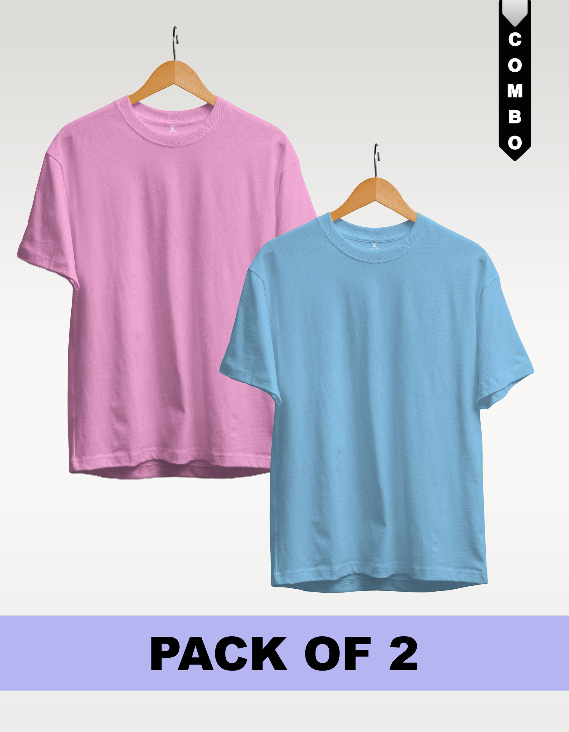 Regular T-Shirt Combo Pack of 2 -Baby Pink