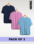 Regular T-Shirt Combo Pack of 3 - Navy Blue| Baby Pink| Sky Blue