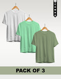 Regular T-Shirt Combo Pack of 3 -White|Mint Green|Sage Green