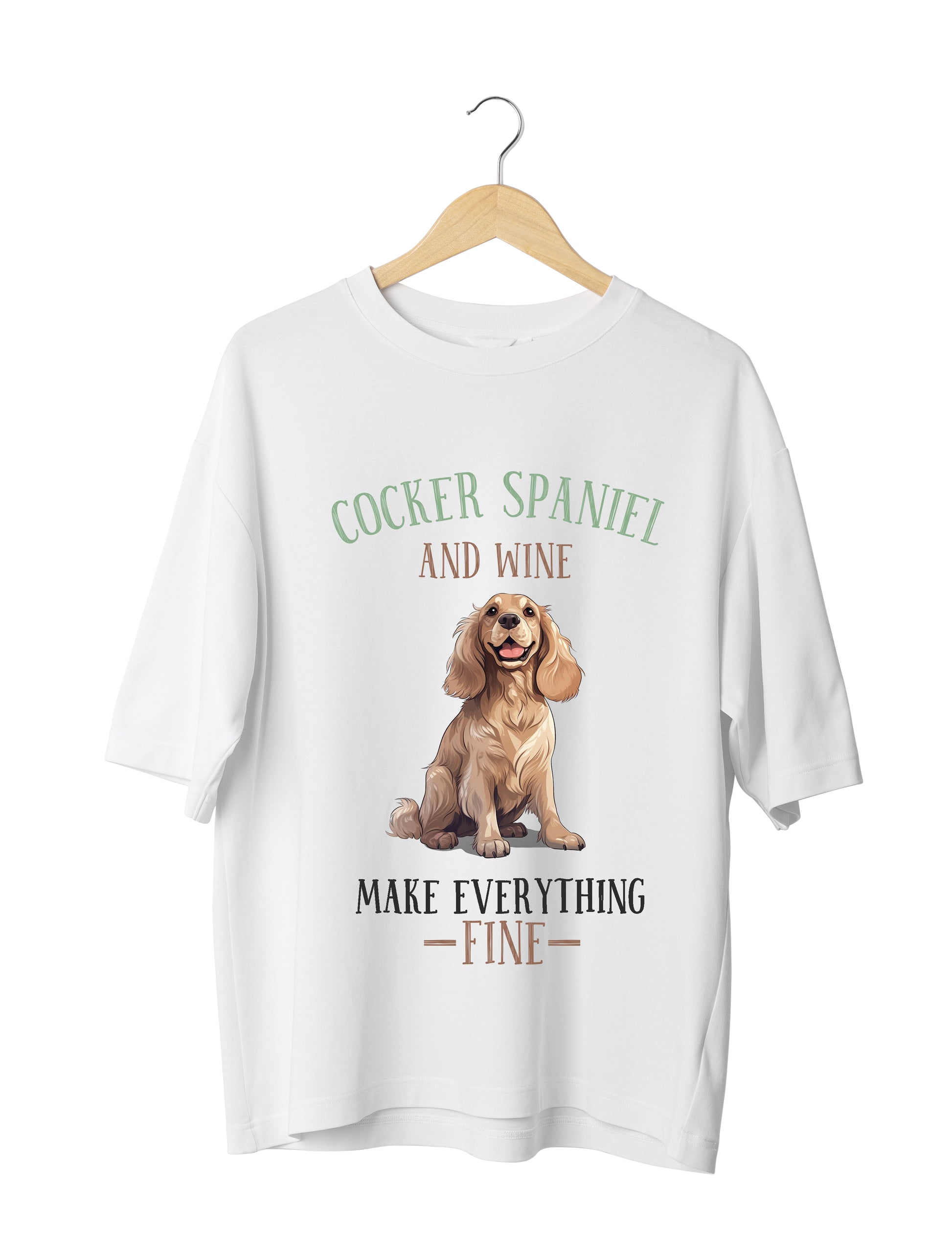 Cocker Spaniel Dog Lover : Unisex Black Oversized Half Sleeved T-shirt