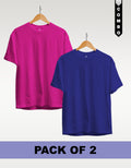 Regular T-Shirt Combo Pack of 2 - Fuchsia(Dark Pink) & Royal Blue