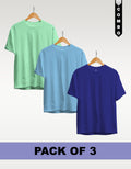 Regular T-Shirt Combo Pack of 3 - Mint Green|Sky Blue |Royal Blue