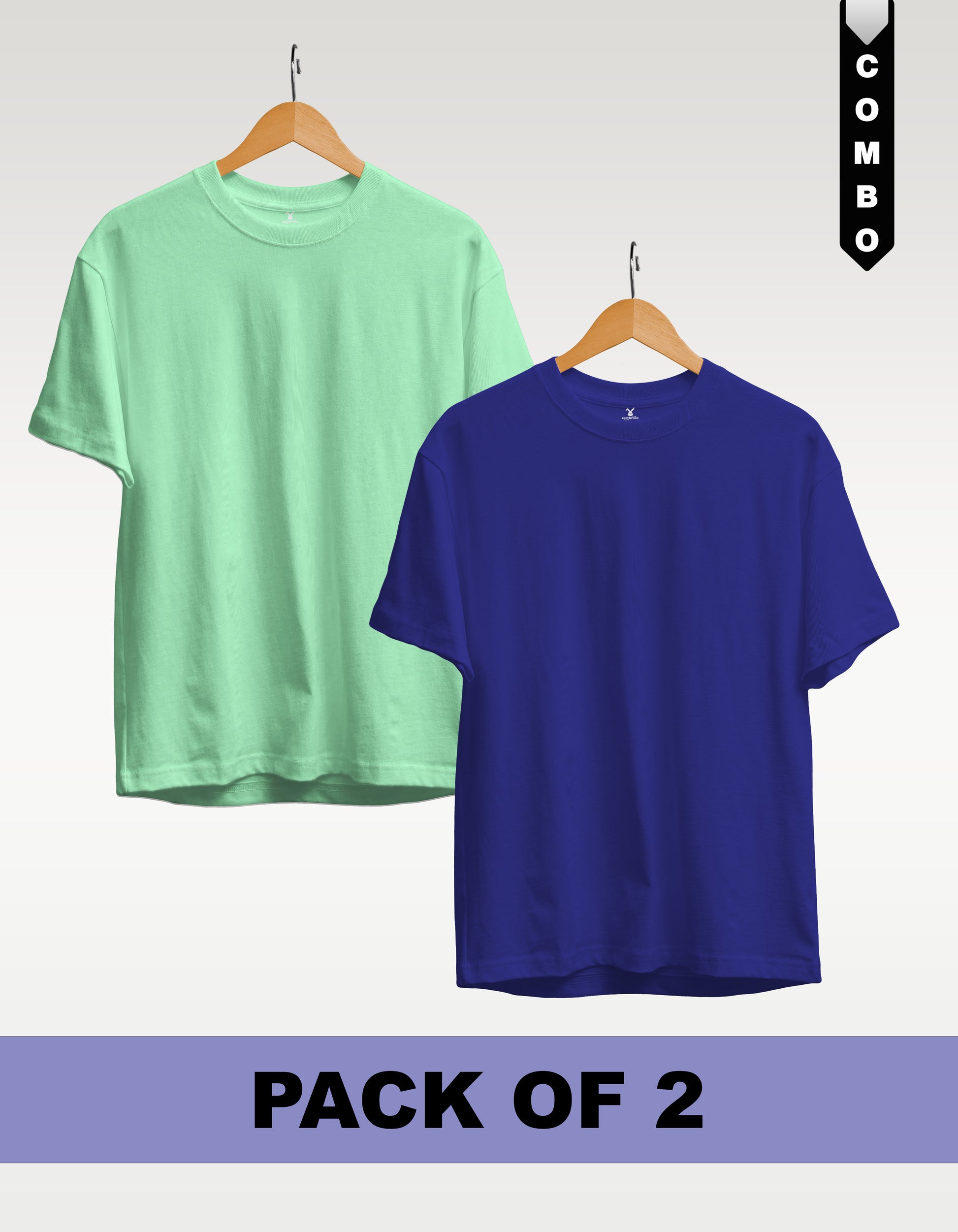 Regular T-Shirt Combo Pack of 2 - Mint Green & Royal Blue