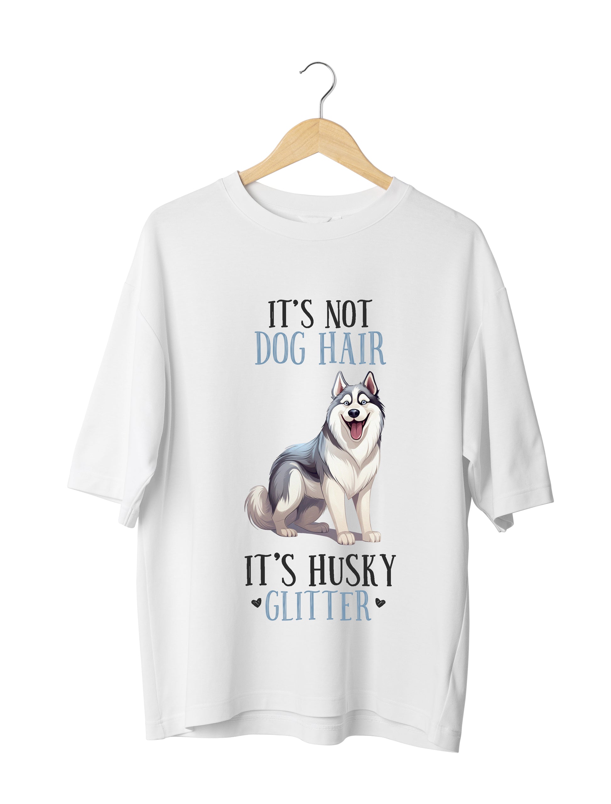 Husky Dog Lover : Unisex Black Oversized Half Sleeved T-shirt