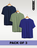 Regular T-Shirt Combo Pack of 3 - Navy Blue| Sage Green| Royal Blue