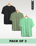 Regular T-Shirt Combo Pack of 3 - Black | Sage Green | Mint Green