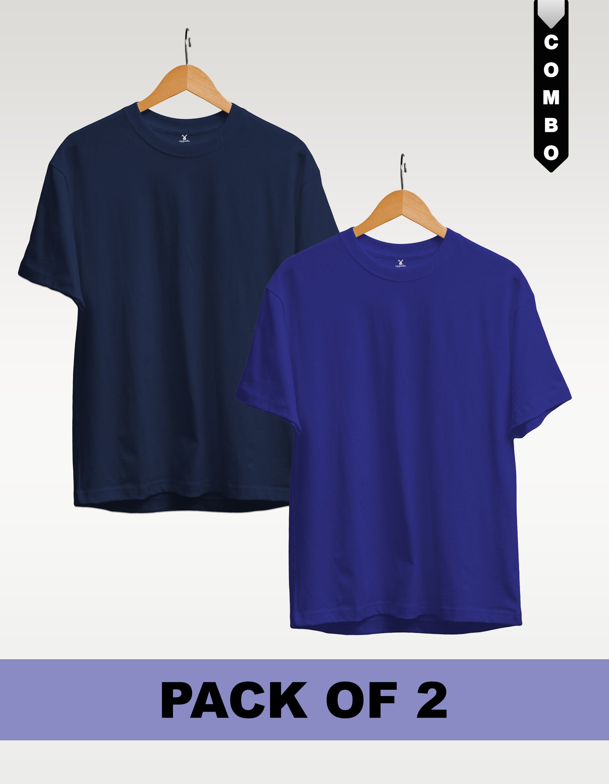 Regular T-Shirt Combo Pack of 2 - Navy Blue & Royal Blue