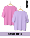 Oversized T-Shirt Combo Pack of 2 -  Baby Pink & Lavender