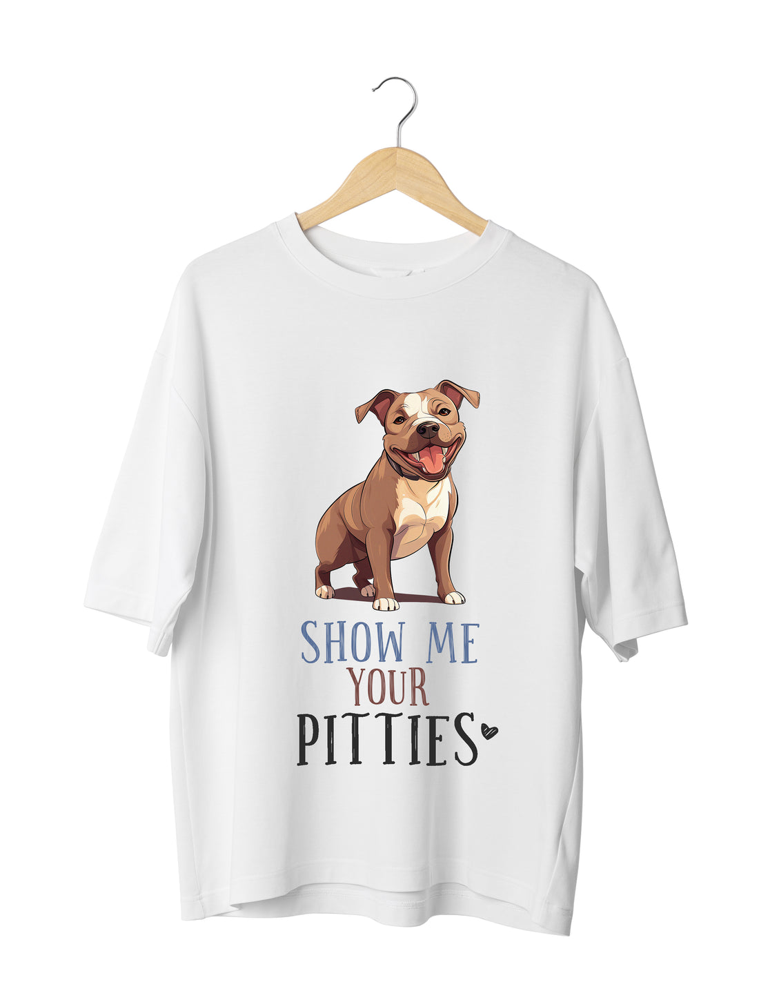 Pitties Dog Lover : Unisex Black Oversized Half Sleeved T-shirt