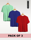 Regular T-Shirt Combo Pack of 3 - Mint Green|Royal Blue|Red