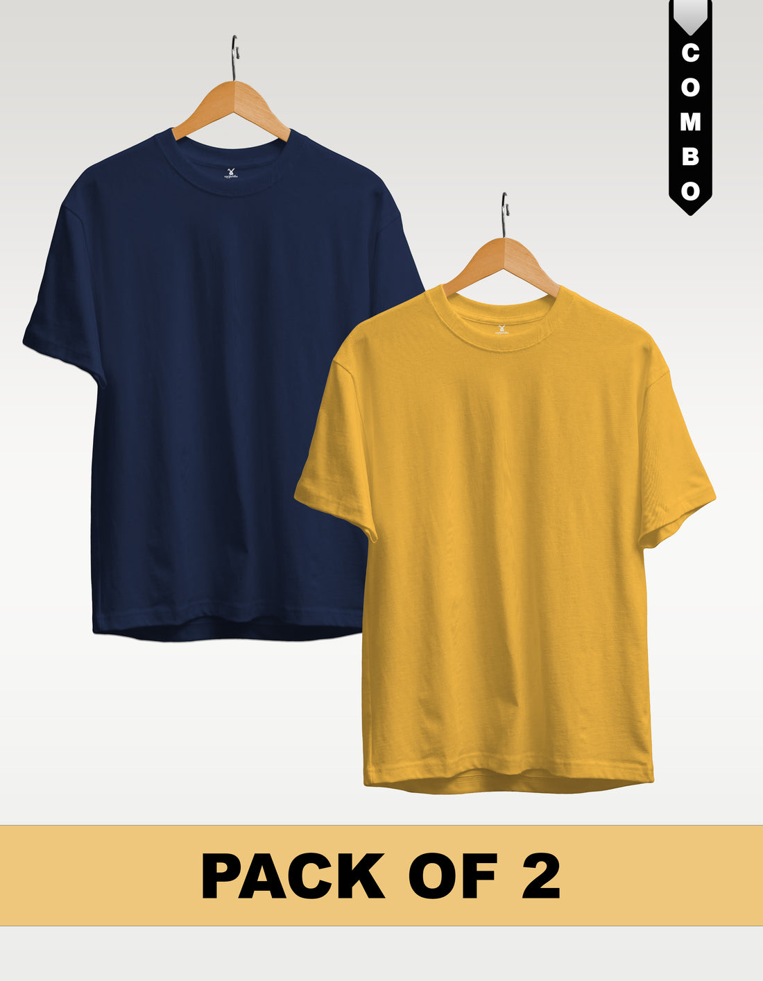 Regular T-Shirt Combo Pack of 2 - Navy Blue & Yellow