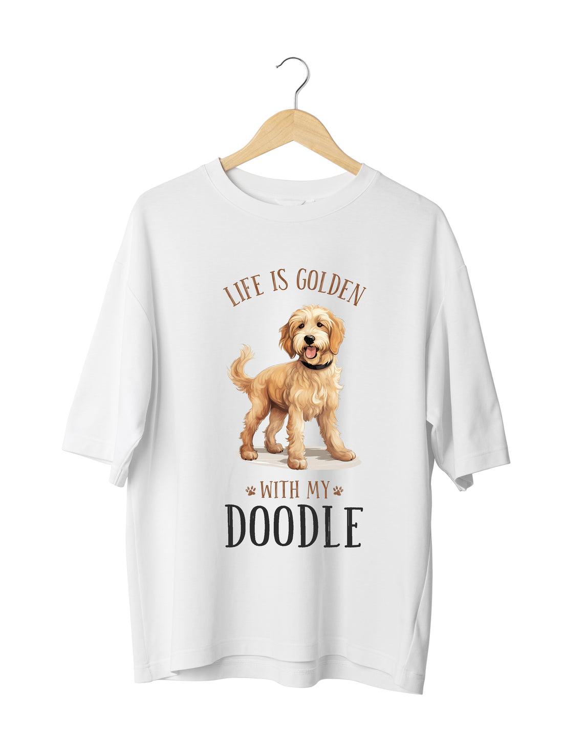 Doodle Dog Lover : Unisex Black Oversized Half Sleeved T-shirt