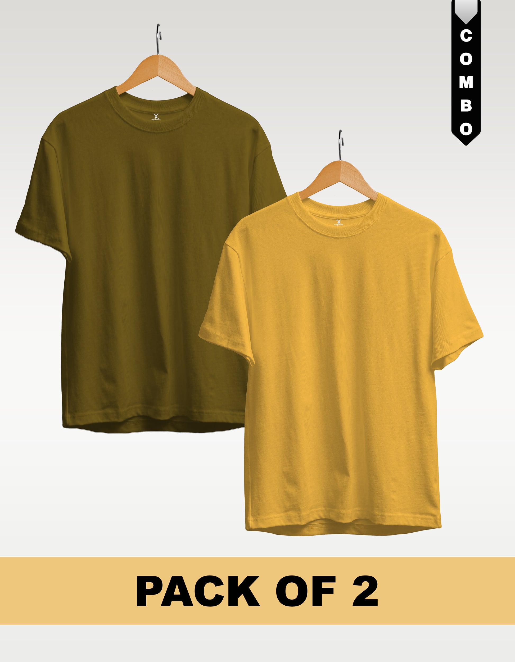 Regular T-Shirt Combo Pack of 2 - Olive Green & Yellow