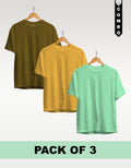 Regular T-Shirt Combo Pack of 3 -Olive Green|Yellow|Mint Green