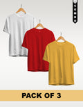 Regular T-Shirt Combo Pack of 3 -White|Red|Yellow