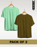 Regular T-Shirt Combo Pack of 2 - Mint Green & Olive Green