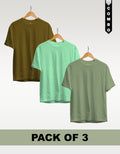 Regular T-Shirt Combo Pack of 3 -Olive Green|Mint Green|Sage Green