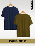 Regular T-Shirt Combo Pack of 2 - Navy Blue & Olive Green