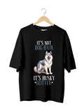 Husky Dog Lover : Unisex Black Oversized Half Sleeved T-shirt