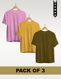 Regular T-Shirt Combo Pack of 3 - Baby Pink | Yellow | Olive Green