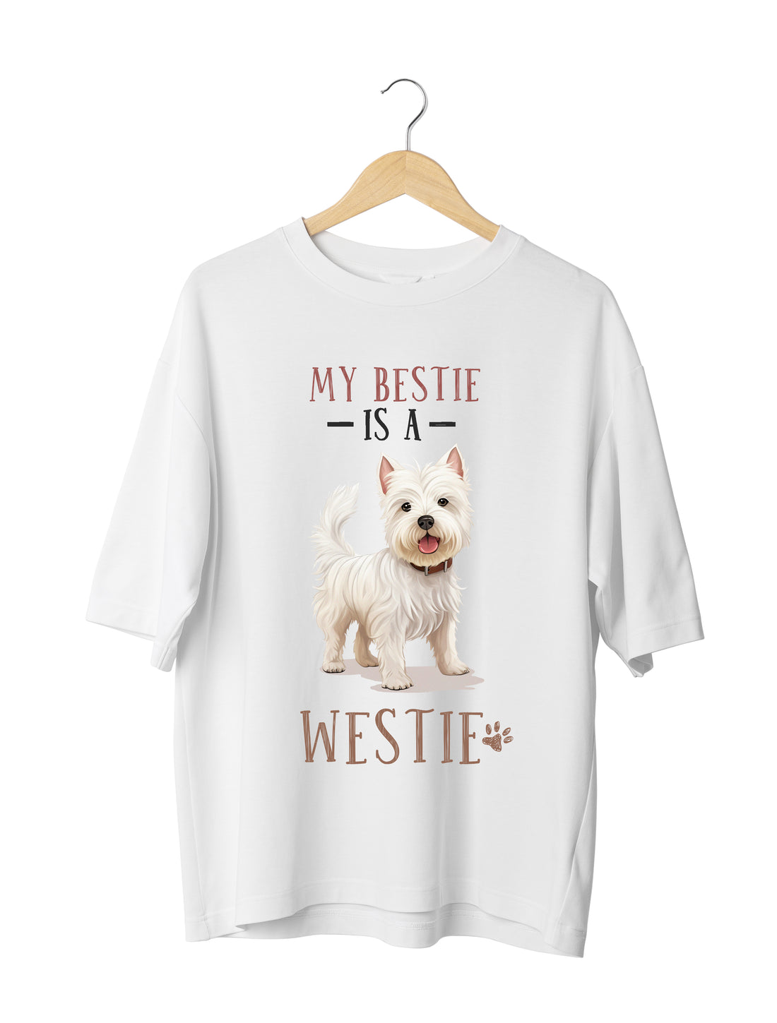 Westie Dog Lover : Unisex Black Oversized Half Sleeved T-shirt