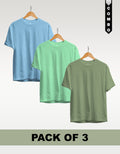 Regular T-Shirt Combo Pack of 3 -Sky Blue|Mint Green|Sage Green