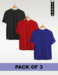 Regular T-Shirt Combo Pack of 3 - Black|  Red | Royal Blue