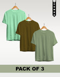 Regular T-Shirt Combo Pack of 3 - Mint Green| Olive Green |Sage Green