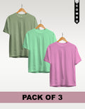 Regular T-Shirt Combo Pack of 3 -Sage Green|Mint Green|Baby Pink