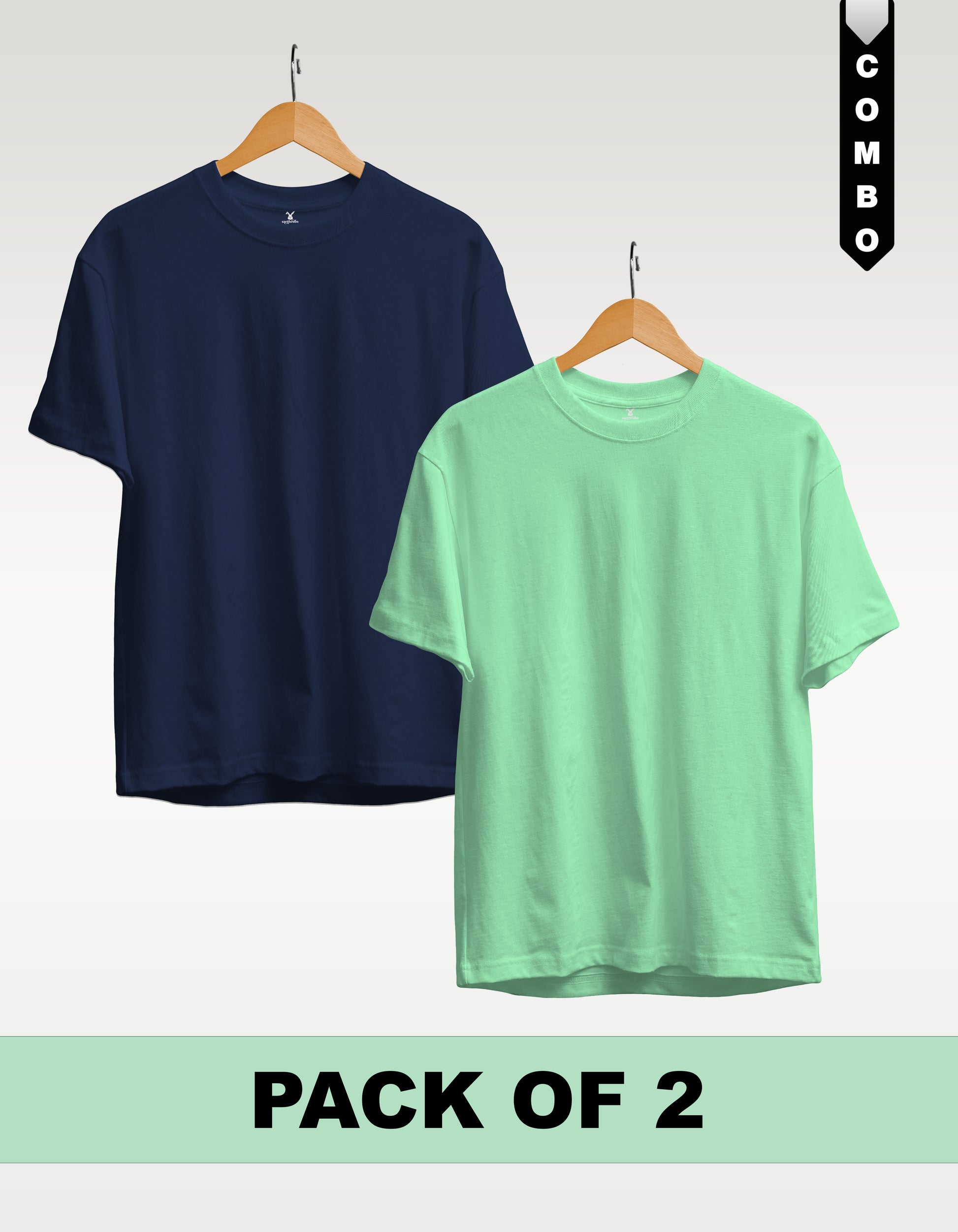 Regular T-Shirt Combo Pack of 2 - Navy Blue & Sky Blue