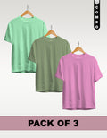 Regular T-Shirt Combo Pack of 3 - Mint Green| Sage Green| Baby Pink