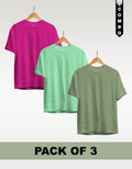 Regular T-Shirt Combo Pack of 3 -Fuchsia  Mint Green| Sage Green