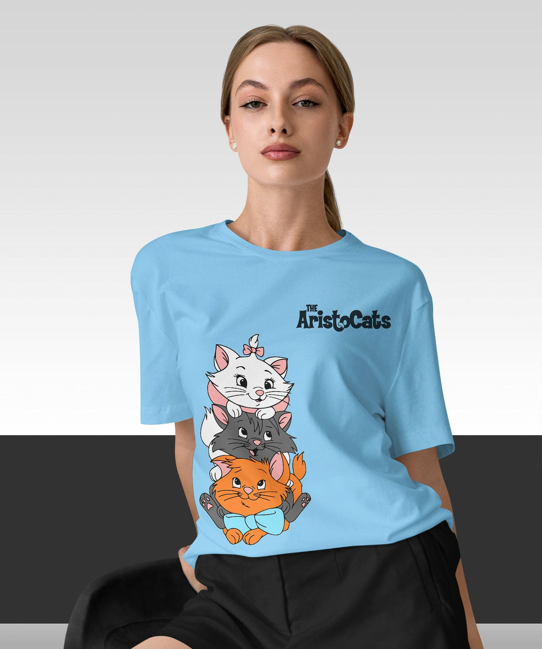 The Aristocats : Women Mint Green Regular Fit Half Sleeved T-shirt