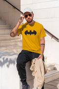 Batman: Men Mustard Yellow Regular Fit Half Sleeved T-shirt